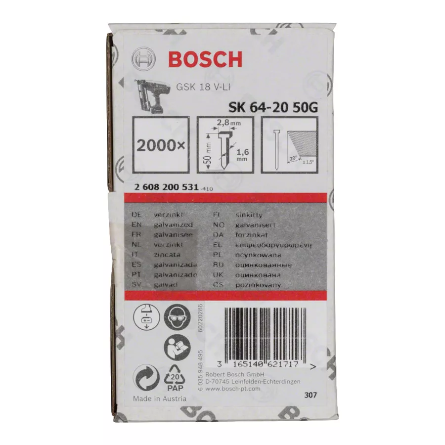 clous tête homme zingué 1,6mm Bosch